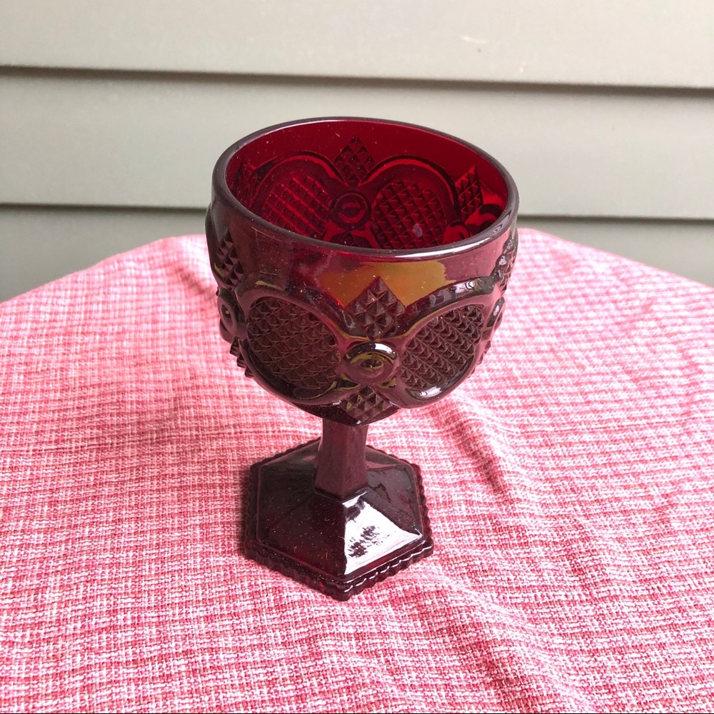 Vintage Avon Cranberry Glass Water Goblet